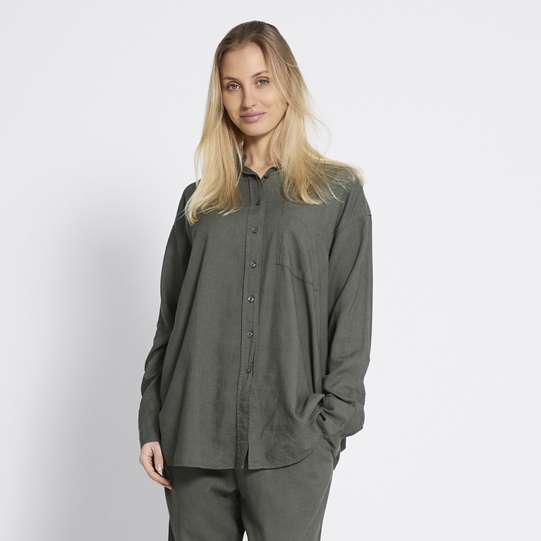 Linen blend shirt "Dina" Army Green